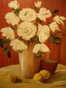 "White Roses in Vase"