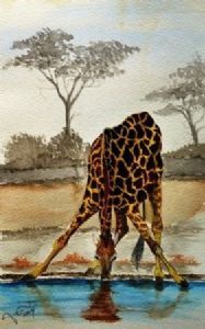 "Giraffe @ Waterhole"