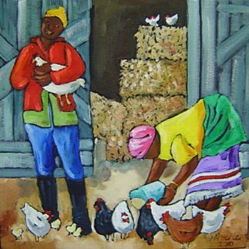 "Feeding chickens"