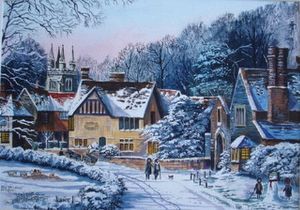 "Winter Village at Twilight"