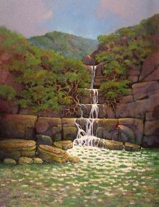 "Mountain Pool with Waterfall"
