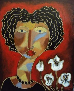 "Woman with White Roses"