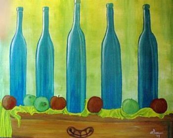 "Blue Wine Bottles"