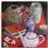 "Still life on red"