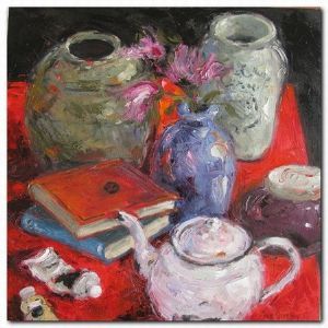 "Still life on red"