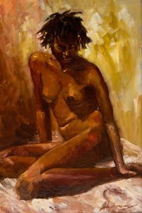 "Christina - Seated African Nude"