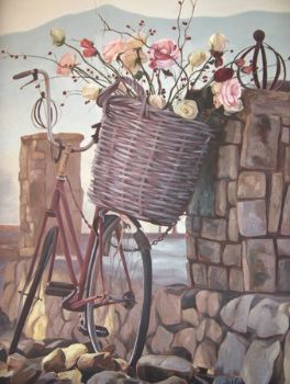 "Bicycle with Basket of Roses"