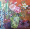 "Delft Green Vase with Peonies Still Life"