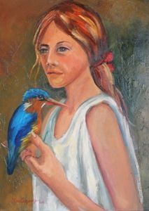 "Girl with Kingfisher"