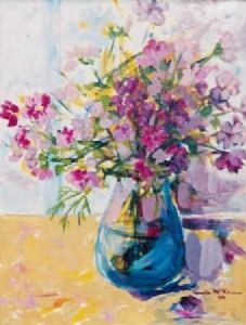 "Cosmos in Blue Vase"