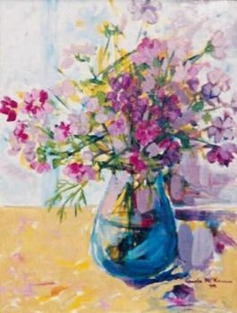 "Cosmos in Blue Vase"