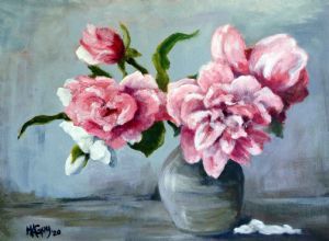 "Flowers in pink and grey"