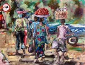 "African women with groceries"
