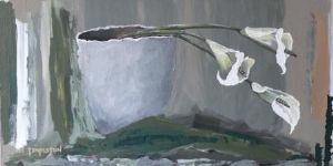 "Arum Lilies in a Lava Pot"