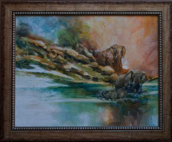 "Elephants Bathing"