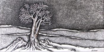 "Quiver Tree 1 Landscape in Metal Sculpture"