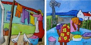 "Washing scenes SET OF 2"
