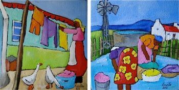 "Washing scenes SET OF 2"