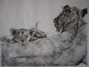 "Tinted Lioness and Cub II - Almost Cute"