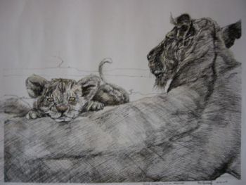 "Tinted Lioness and Cub II - Almost Cute"