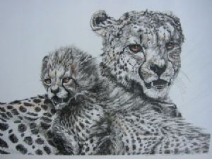 "Protection – Cheetah Mother and Cub"