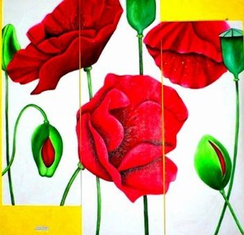 "3 Panel Poppies"