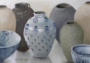 "Blue Bee Ginger Jar"