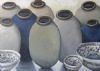 "Prussian Blue Imari Lava Pots"