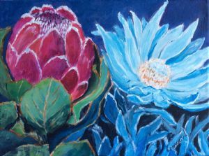 "Red and White Protea"