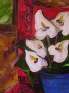 "Red Chair and Lilies"