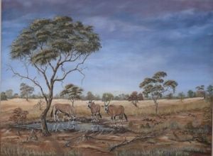 "Gemsbuck at Waterhole"