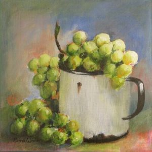 "Grapes in Enamel II (sold as pair)"