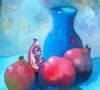 "Blue Vase - Pomegranate"