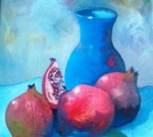 "Blue Vase - Pomegranate"
