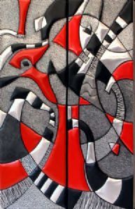 "Composition 4 & 5 with Red in Metal"