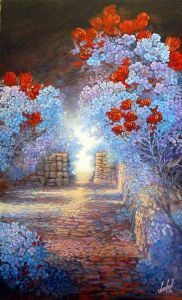 "Path Stone Wall & Flowers"