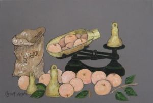 "Peaches on grey"