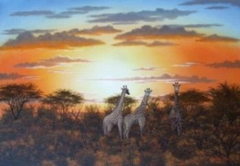 "Giraffe Sunset"