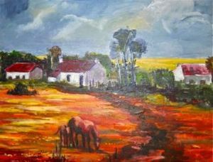"Karoo Farmhouse With Horses"