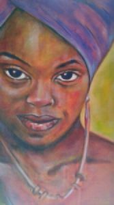 "African Beauty in Lilac and Green"
