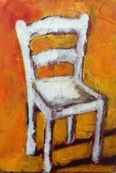 "White Chair with Yellow Background"