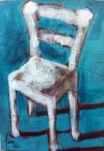 "White Chair with Turquoise Background"