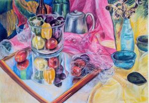 "Still Life with Pink Scarf"