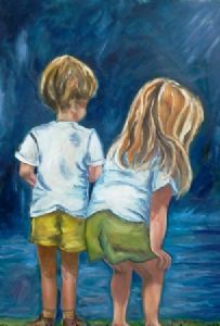 "Boy & Girl Looking"