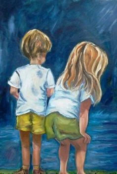 "Boy & Girl Looking"