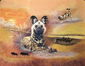 "Wild Dogs at Sunset"