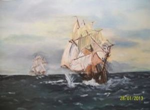 "Old Tall Ships in Battle"