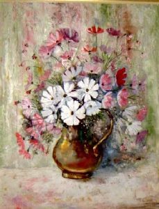 "copper jug with flowers"