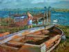 "Tess and the derelict boat"