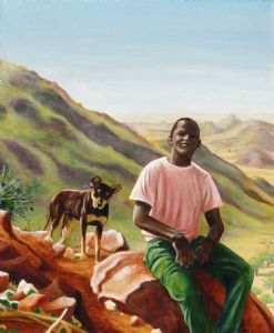"Fluorite Miner and Dog"